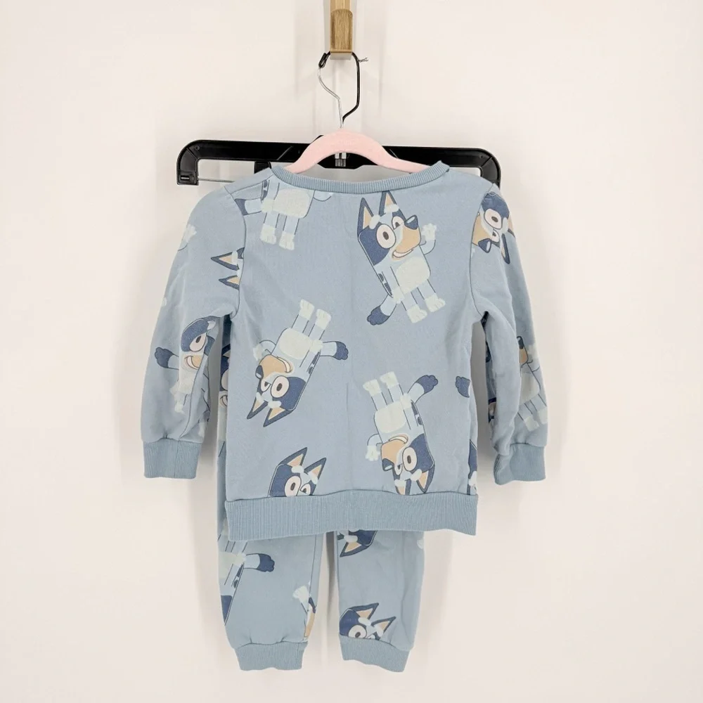 Bluey Kids Set - Light Blue Cartoon Print